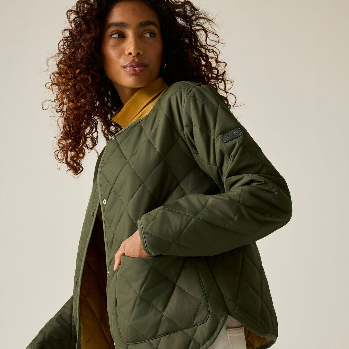 Dark Khaki-Wood Brown - Pack Shot - Regatta Womens-Ladies Maia Quilted Padded Jacket
