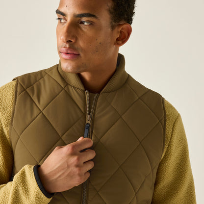 Rich Tan - Close up - Regatta Mens Harvin Diamond Quilt Body Warmer