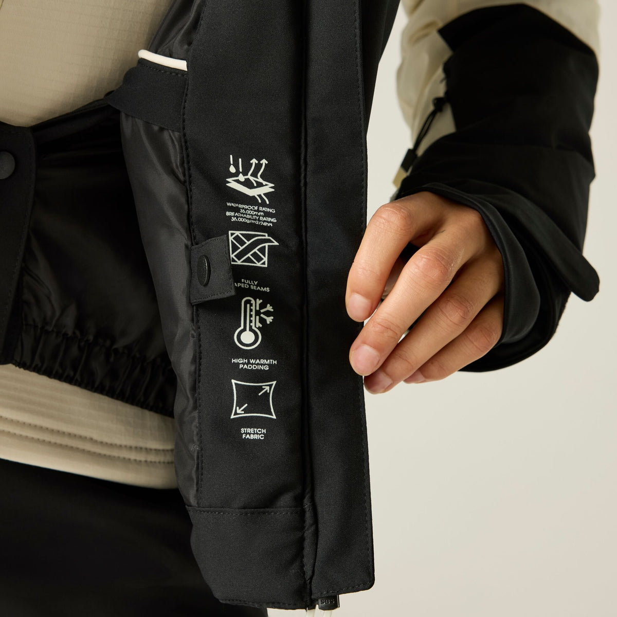 Black-Egret - Pack Shot - Dare 2B Womens-Ladies Lumi Stretch Ski Jacket