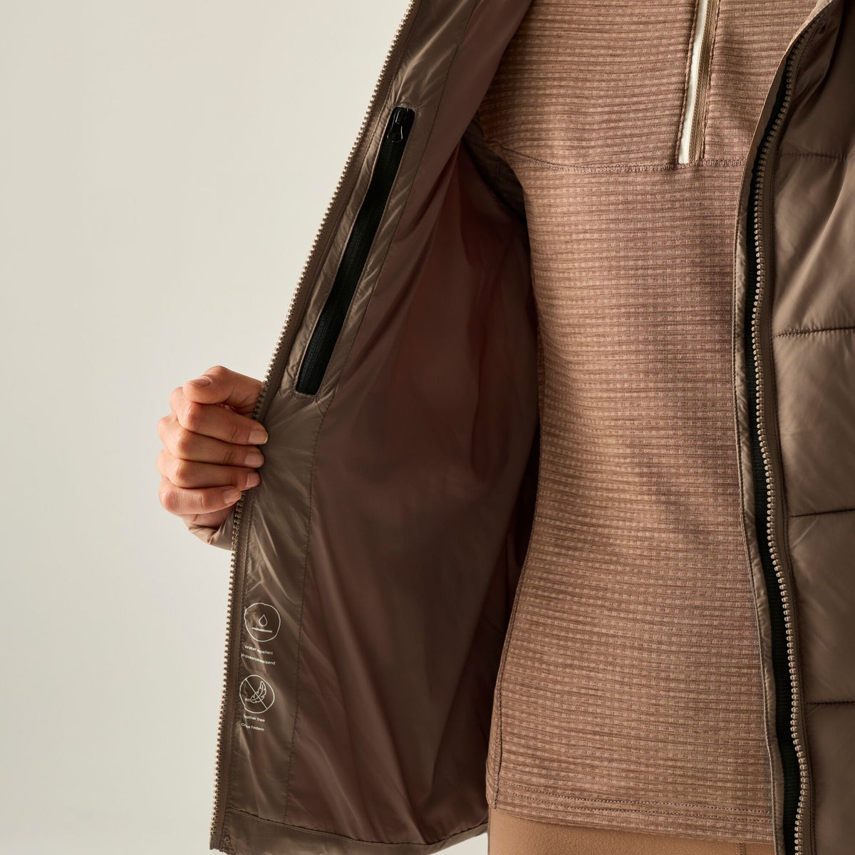 Mocha - Close up - Regatta Womens-Ladies Eyre Padded Jacket