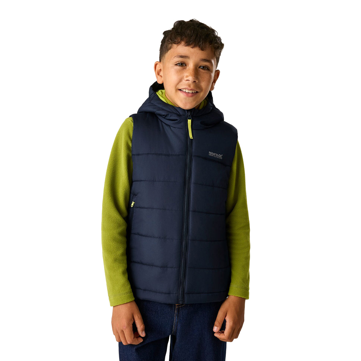 Navy-Wild Lime - Front - Regatta Childrens-Kids Lofthouse Body Warmer