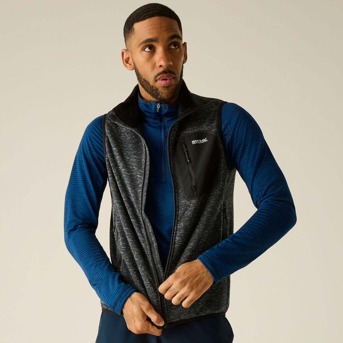 Ash - Close up - Regatta Mens Newhill Fleece Body Warmer