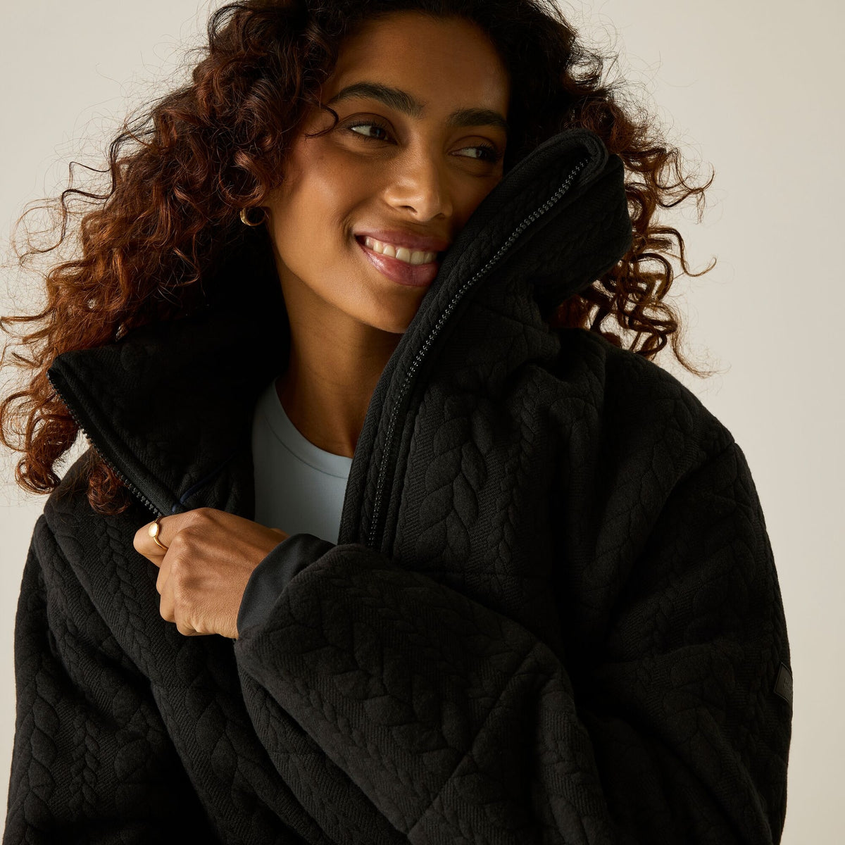 Black - Lifestyle - Regatta Womens-Ladies Amaryl Cable Knit Padded Jacket