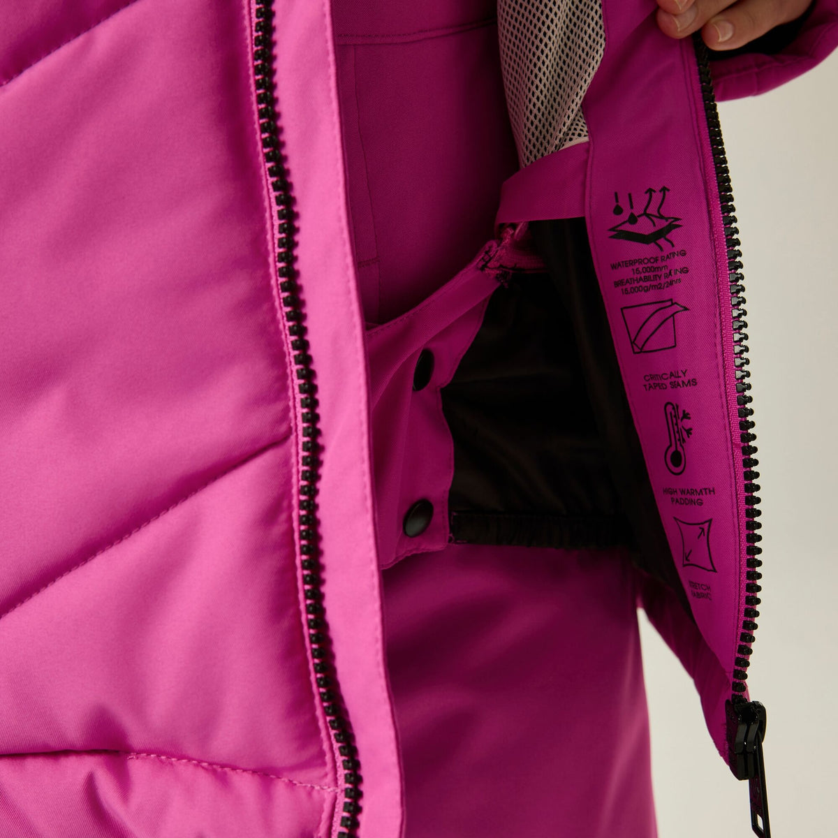 Extreme Pink - Close up - Dare 2B Childrens-Kids Glacier Ski Jacket