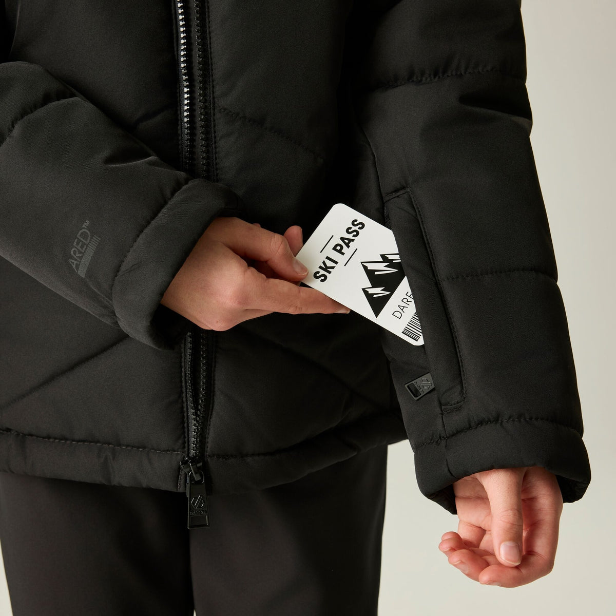 Black - Close up - Dare 2B Childrens-Kids Glacier Ski Jacket