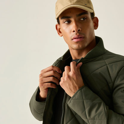 Dark Khaki - Close up - Regatta Mens Harvin Quilted Jacket