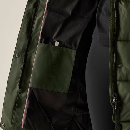 Dark Khaki-Black - Pack Shot - Regatta Womens-Ladies Eryn Padded Jacket