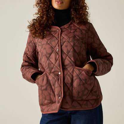Dark Cherry - Close up - Regatta Womens-Ladies Maia Shadow Flower Quilted Jacket