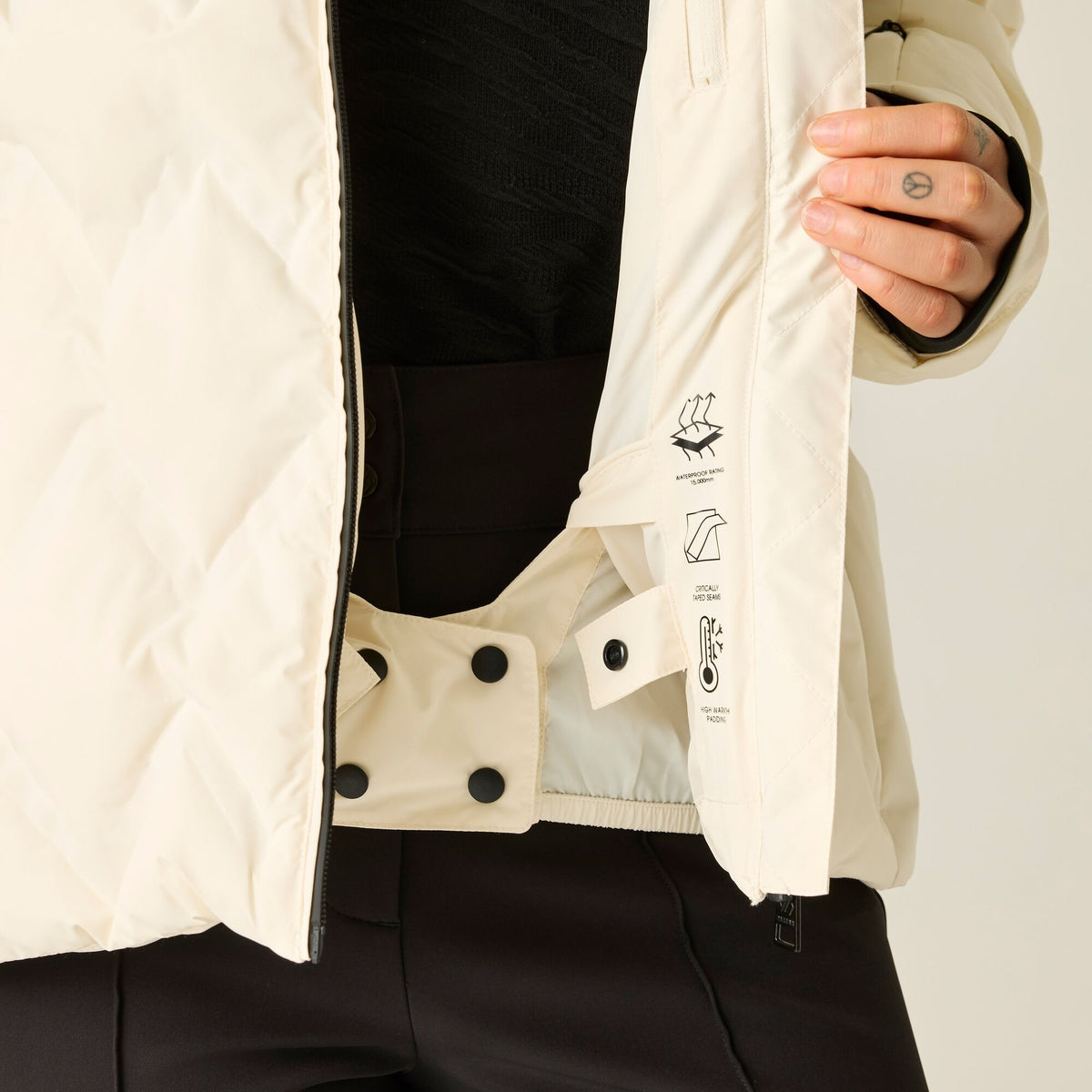 Egret - Close up - Dare 2B Womens-Ladies Enfold II Padded Ski Jacket