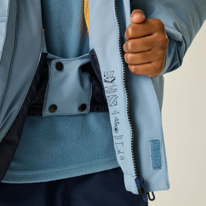 Dusky Blue - Close up - Dare 2B Childrens-Kids Shredder II Ski Jacket