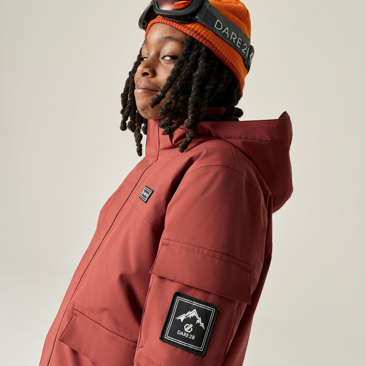 Rustic Red - Close up - Dare 2B Childrens-Kids Shredder II Ski Jacket