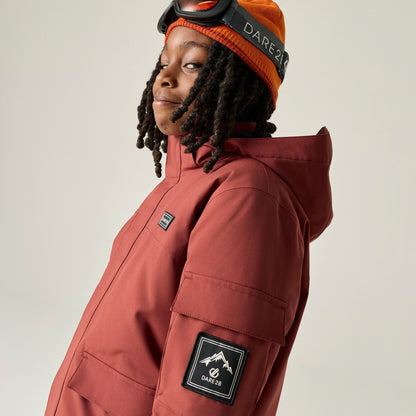 Rustic Red - Close up - Dare 2B Childrens-Kids Shredder II Ski Jacket