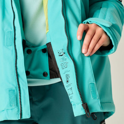 Turquoise - Close up - Dare 2B Childrens-Kids Shredder II Ski Jacket