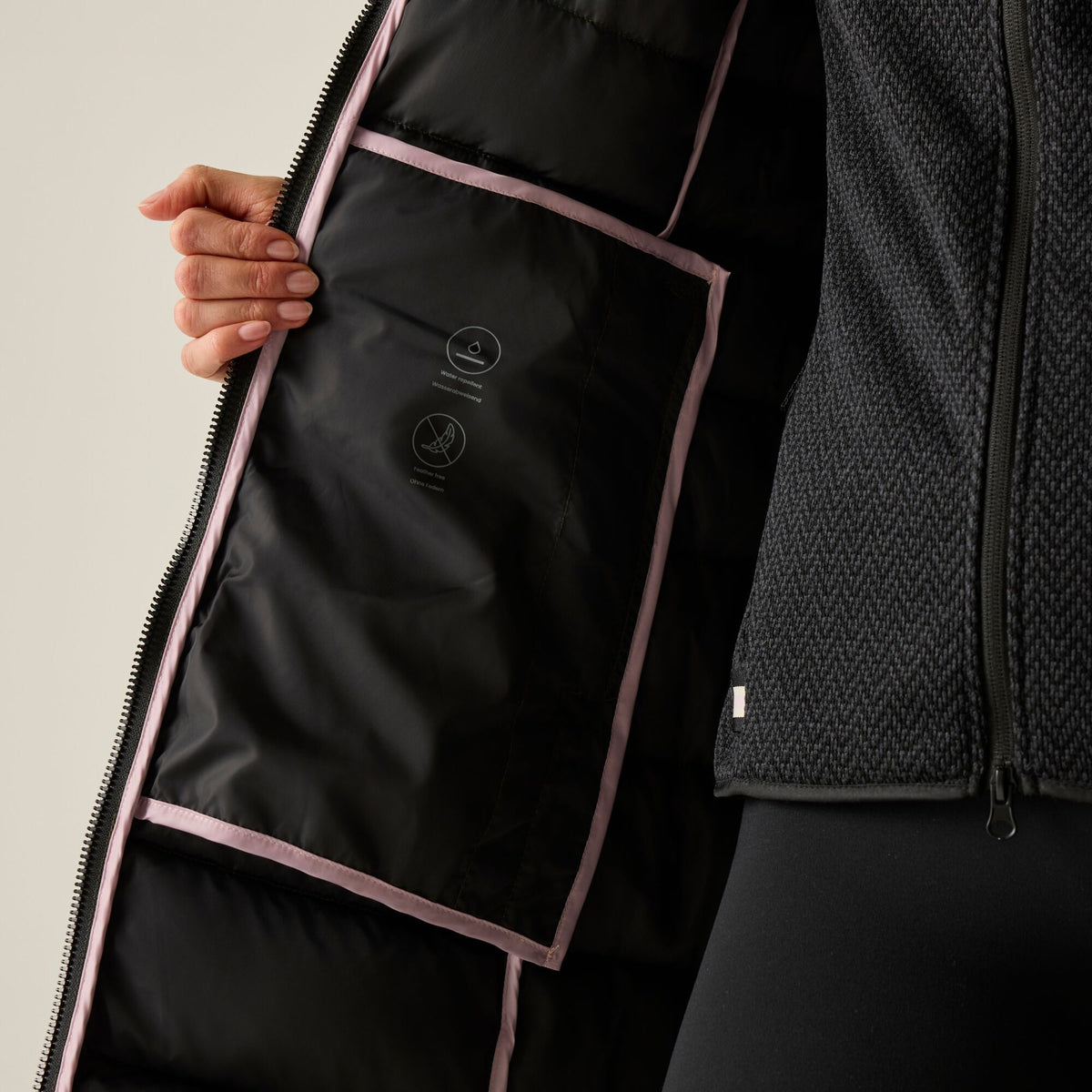 Olive Night-Black - Close up - Regatta Womens-Ladies Amara Padded Jacket