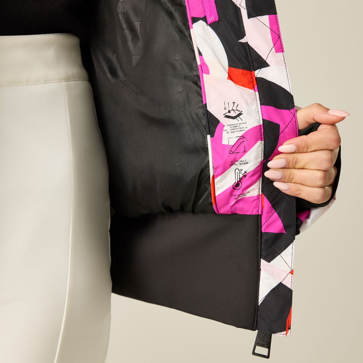 Pink - Close up - Dare 2B Womens-Ladies Glitz II Abstract Padded Jacket