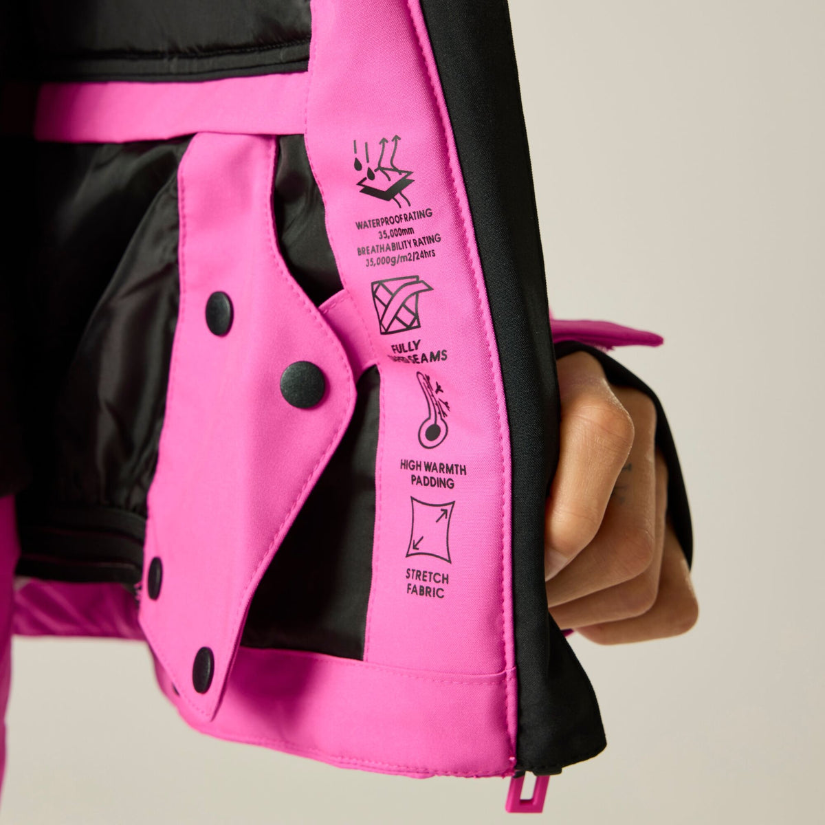 Extreme Pink-Black - Close up - Dare 2B Womens-Ladies Flurry III Ski Jacket