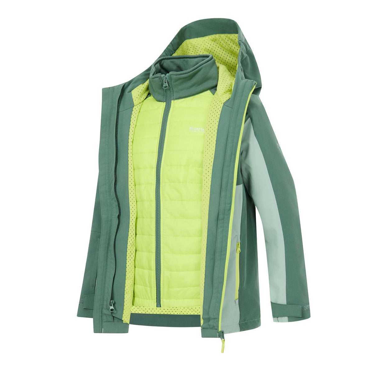 Dark Forest-Glacier Green - Pack Shot - Regatta Childrens-Kids Trekktain 3 in 1 Jacket