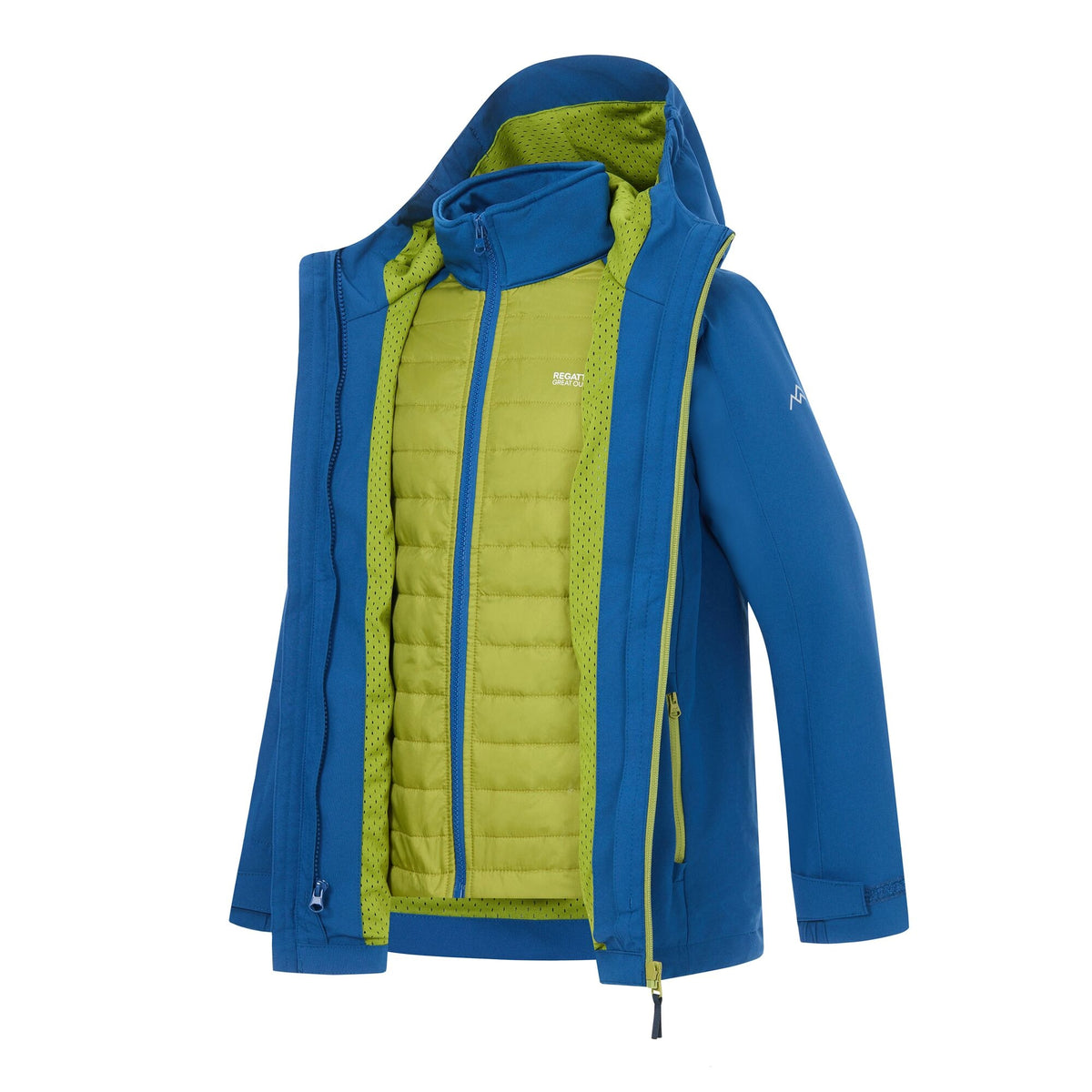 Aviator Blue-Golden Cypress - Pack Shot - Regatta Childrens-Kids Trekktain 3 in 1 Jacket