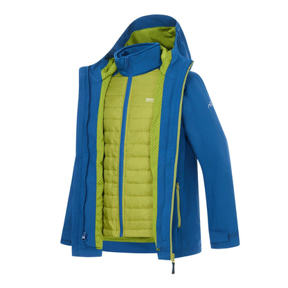 Aviator Blue-Golden Cypress - Pack Shot - Regatta Childrens-Kids Trekktain 3 in 1 Jacket