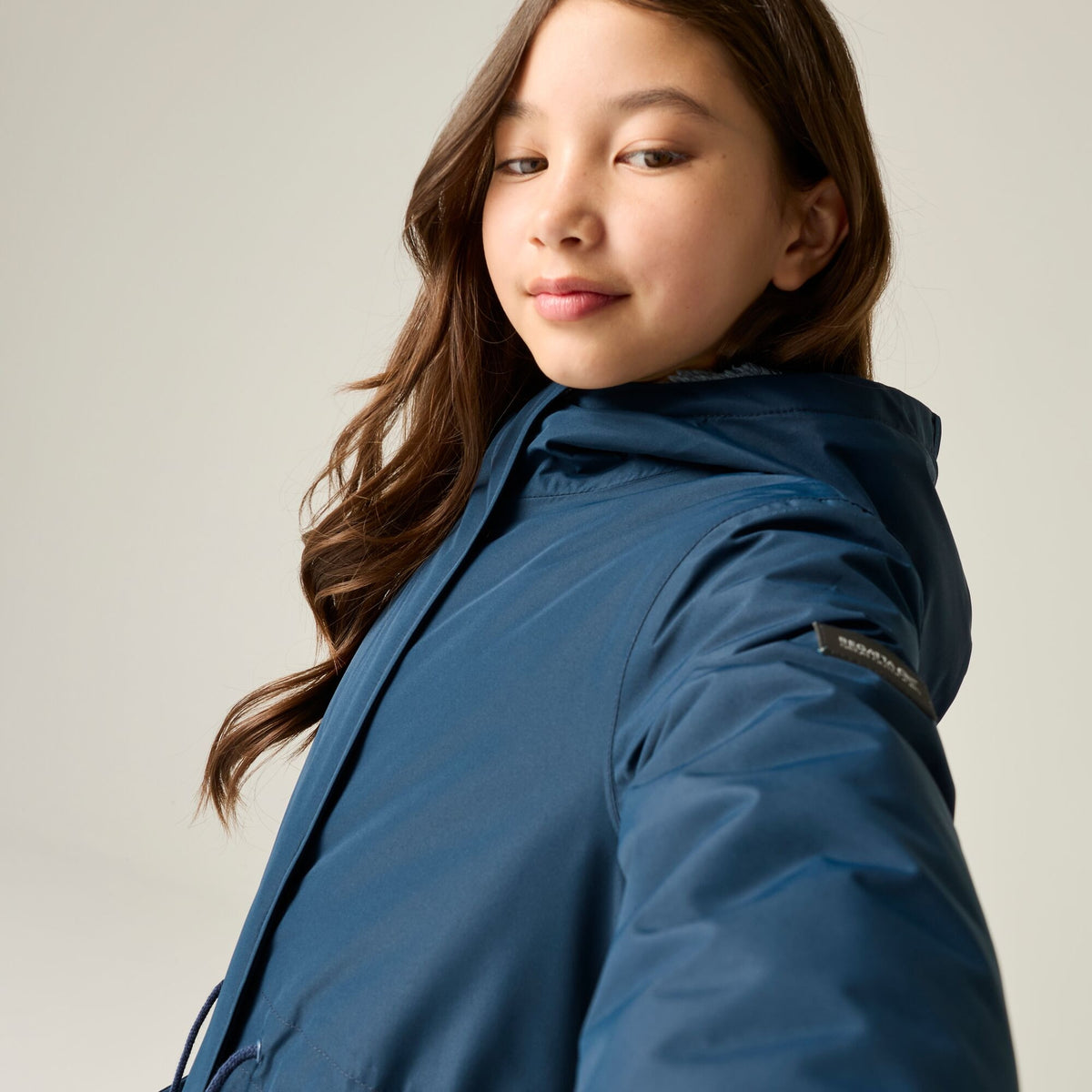 Navy-Dusky Blue - Close up - Regatta Childrens-Kids Vallina Insulated Waterproof Jacket