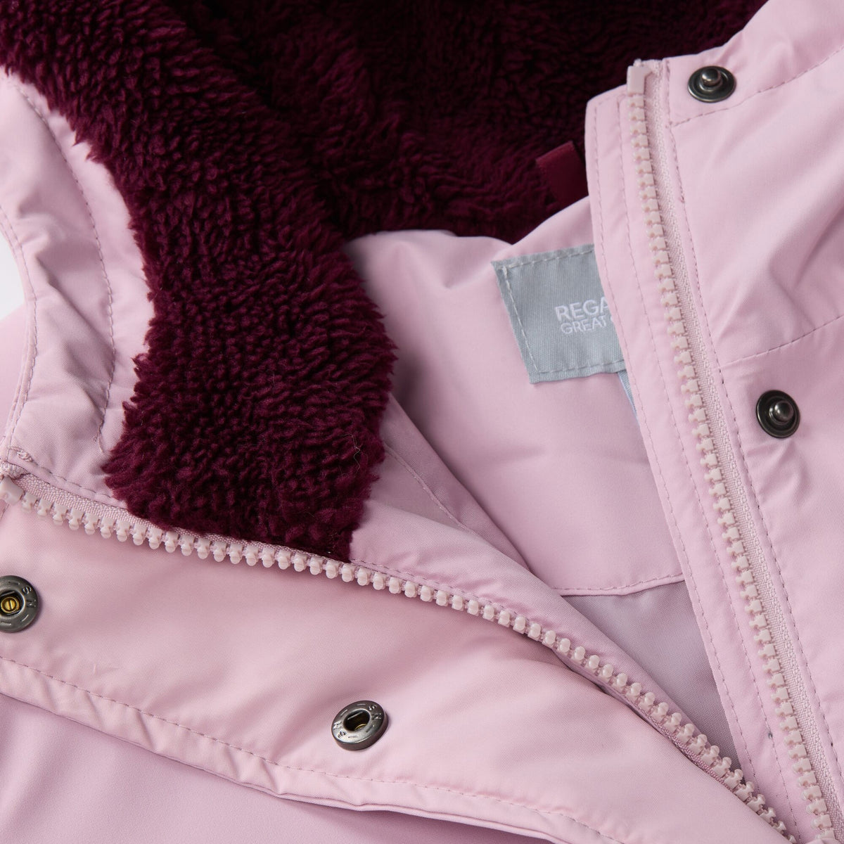 Powder Lilac-Fig - Pack Shot - Regatta Childrens-Kids Vallina Insulated Waterproof Jacket