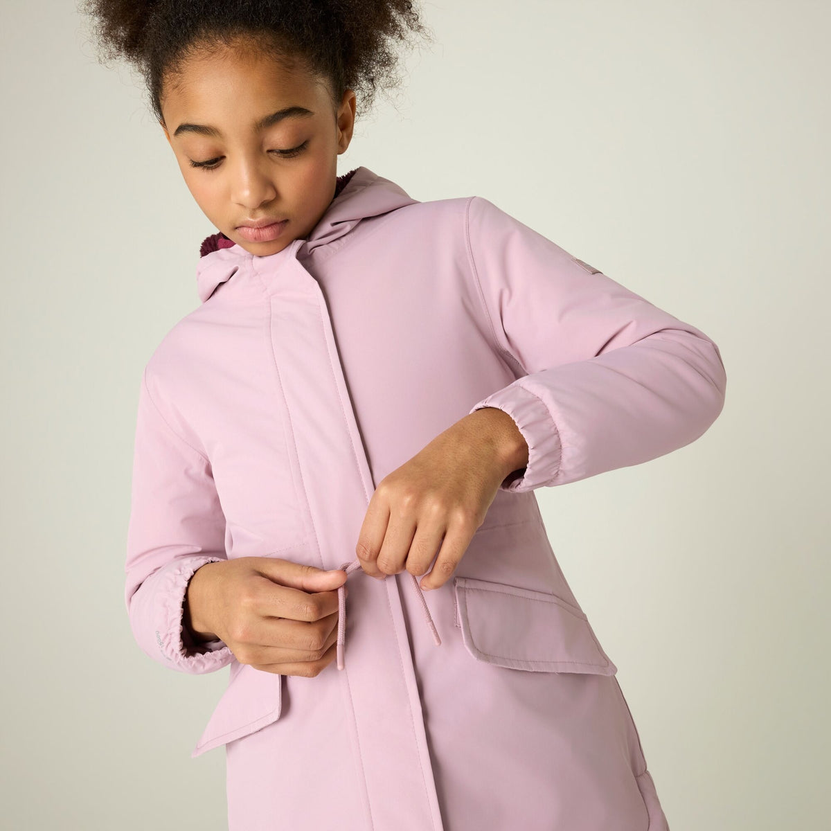 Powder Lilac-Fig - Close up - Regatta Childrens-Kids Vallina Insulated Waterproof Jacket