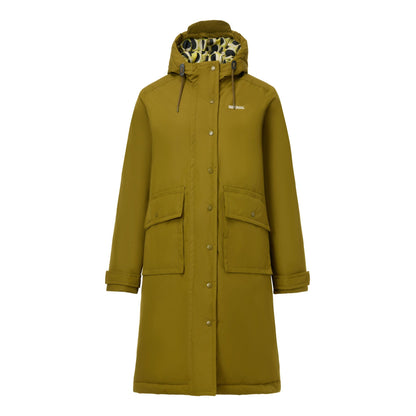 Fur Green-Olive - Front - Regatta Womens-Ladies Orla Kiely Insulated Longline Waterproof Jacket