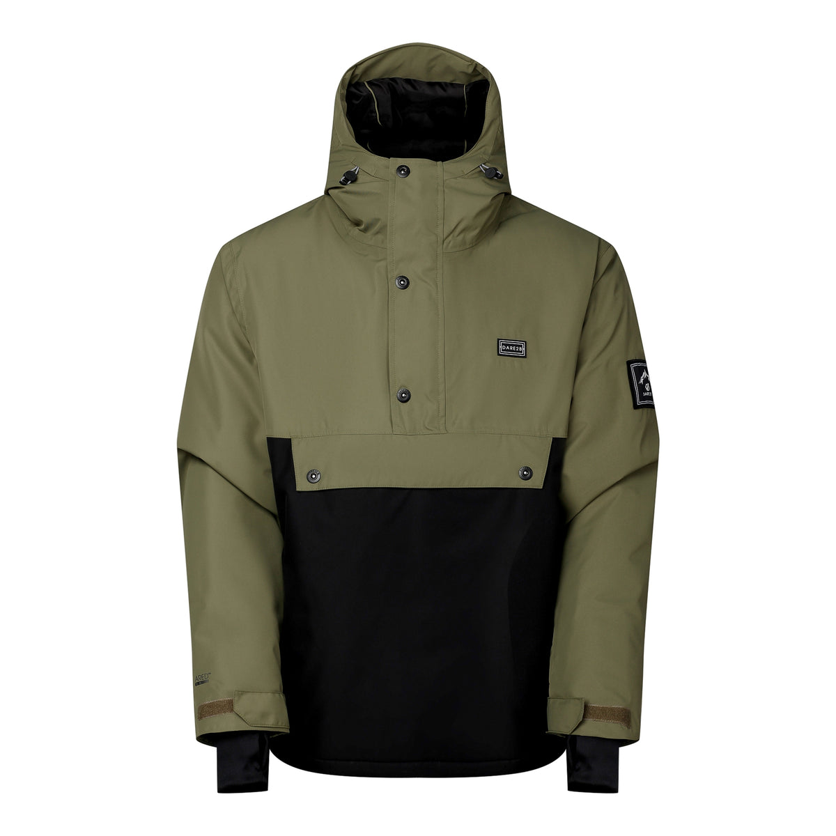 Black-Martini Olive - Front - Dare 2B Mens Freeride III Overhead Ski Jacket