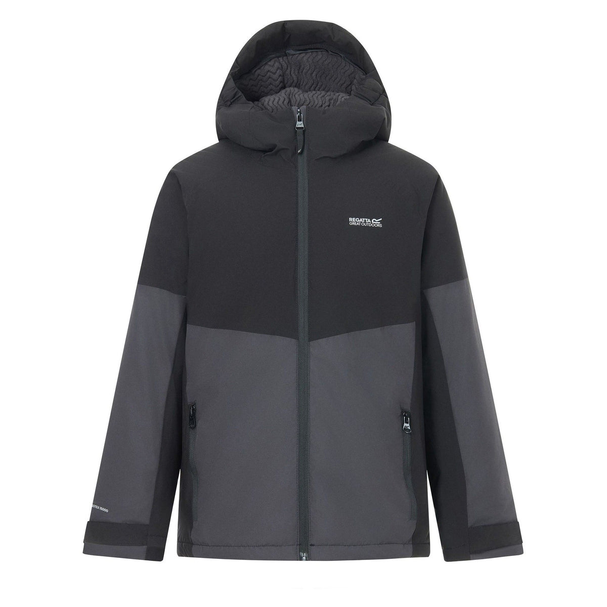 Black-Ash - Front - Regatta Childrens-Kids Hillain Lined Waterproof Jacket