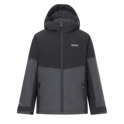 Black-Ash - Front - Regatta Childrens-Kids Hillain Lined Waterproof Jacket