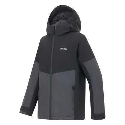 Black-Ash - Side - Regatta Childrens-Kids Hillain Lined Waterproof Jacket