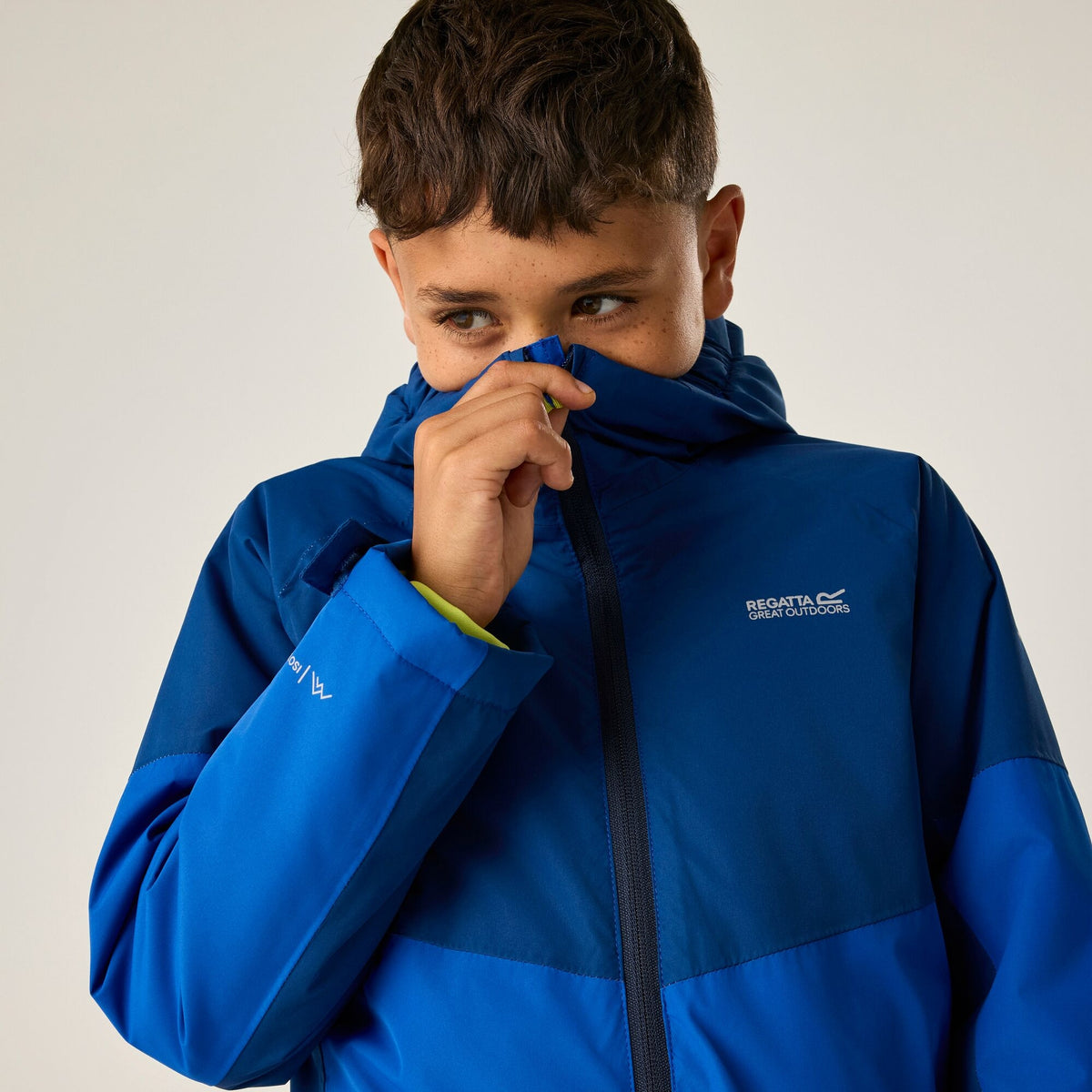 Aviator Blue-Olympian Blue - Close up - Regatta Childrens-Kids Hillain Lined Waterproof Jacket