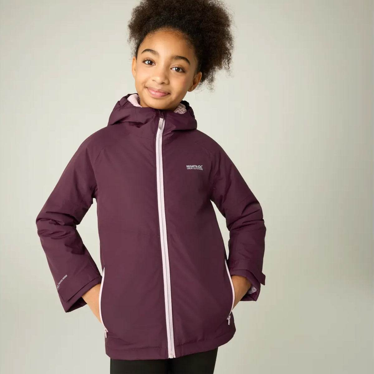 Fig-Powder Lilac - Pack Shot - Regatta Childrens-Kids Hillain Lined Waterproof Jacket