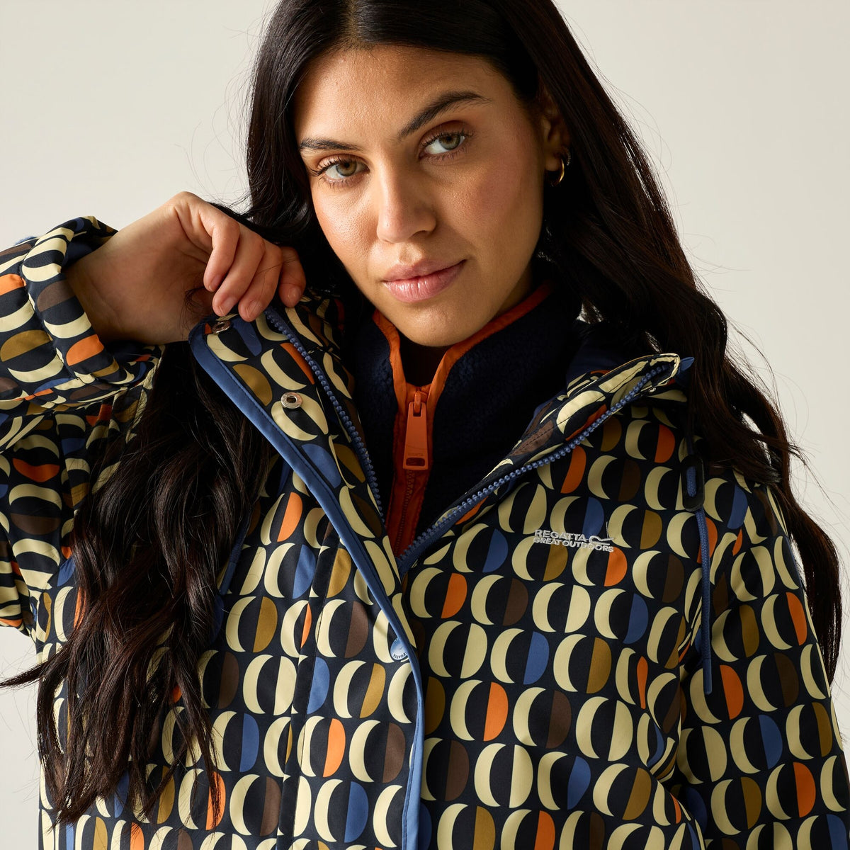 Navy-Multicoloured - Side - Regatta Womens-Ladies Orla Kiely Oval Insulated Waterproof Jacket
