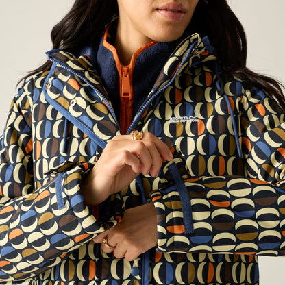 Navy-Multicoloured - Pack Shot - Regatta Womens-Ladies Orla Kiely Oval Insulated Waterproof Jacket