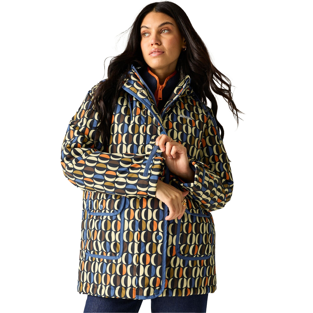 Navy-Multicoloured - Front - Regatta Womens-Ladies Orla Kiely Oval Insulated Waterproof Jacket
