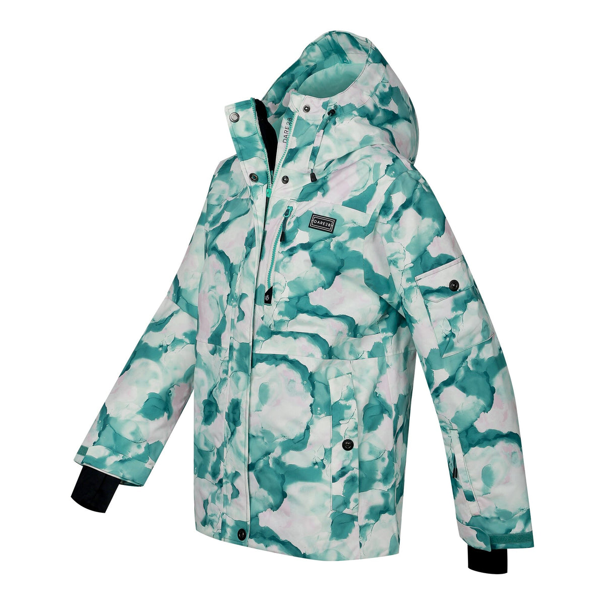Teal - Side - Dare 2B Womens-Ladies Snowline Marble Effect Ski Jacket