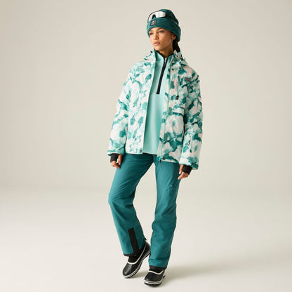 Teal - Close up - Dare 2B Womens-Ladies Snowline Marble Effect Ski Jacket
