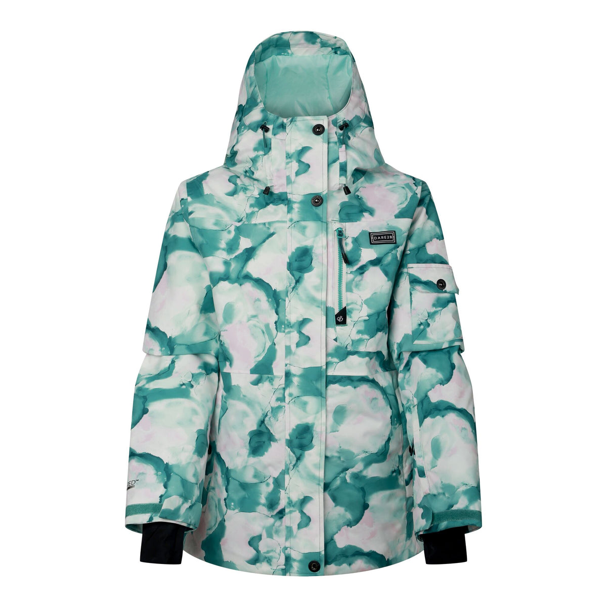 Teal - Front - Dare 2B Womens-Ladies Snowline Marble Effect Ski Jacket