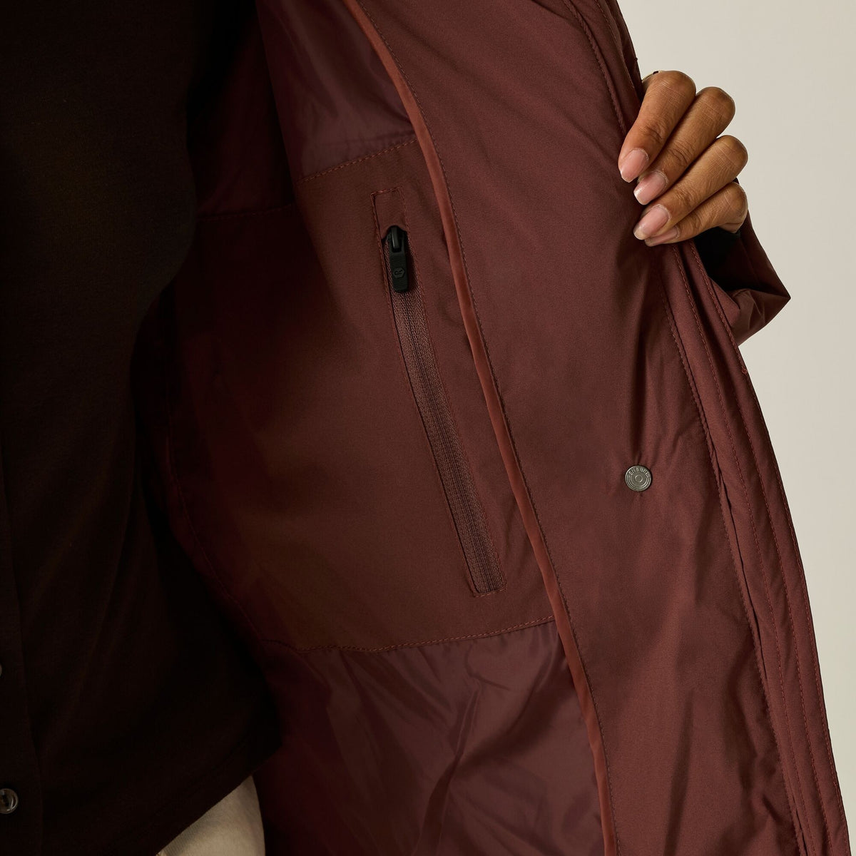 Dark Cherry - Close up - Regatta Womens-Ladies Eloria Long Length Padded Jacket
