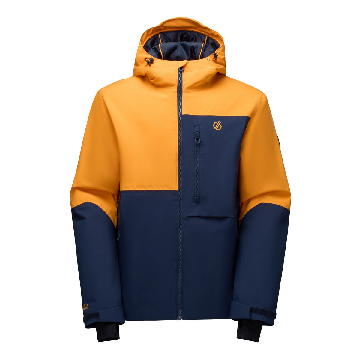 Navy-Electric Orange - Front - Dare 2B Mens Halfpipe IV Colour Block Ski Jacket