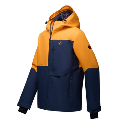 Navy-Electric Orange - Side - Dare 2B Mens Halfpipe IV Colour Block Ski Jacket