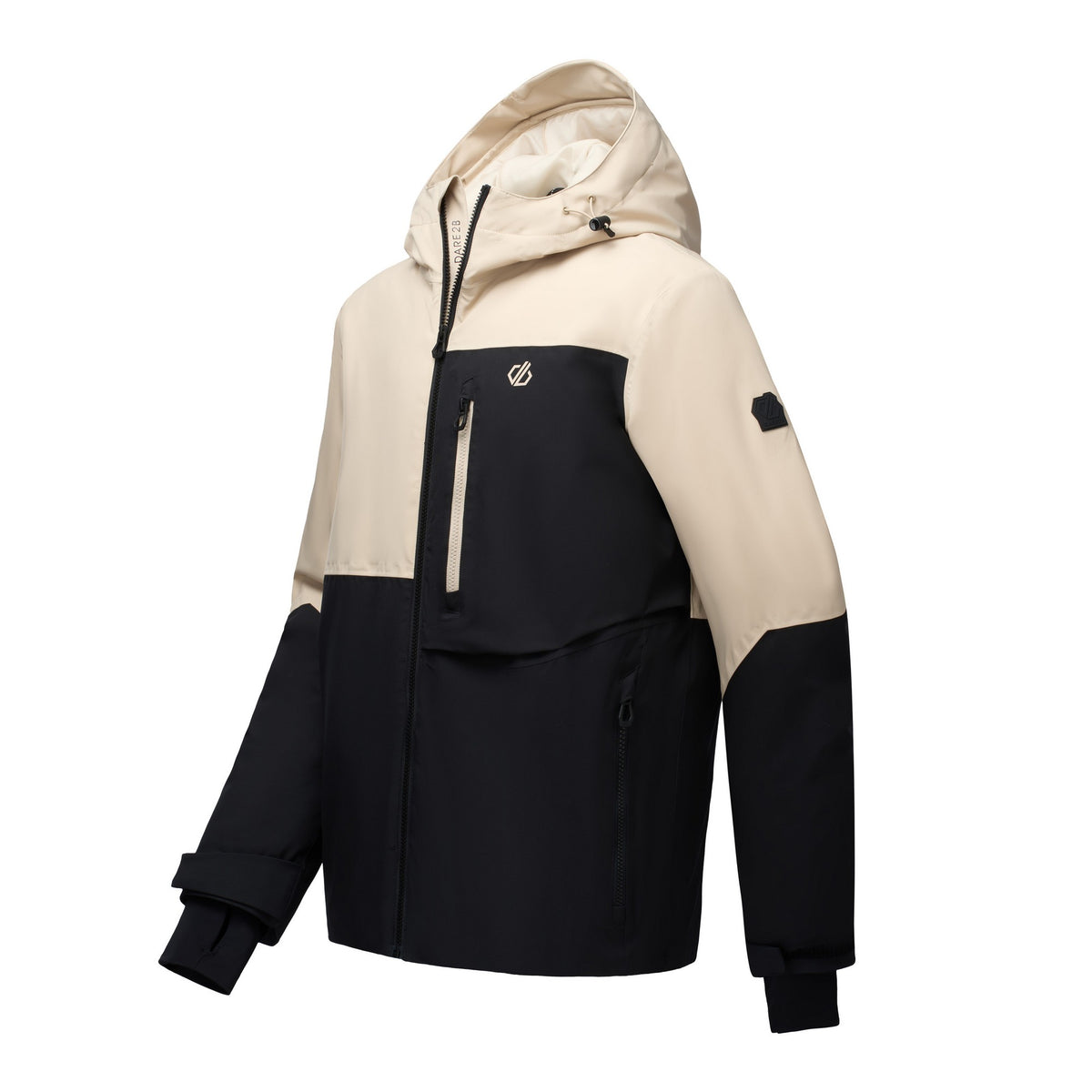 White Pepper-Black - Side - Dare 2B Mens Halfpipe IV Colour Block Ski Jacket