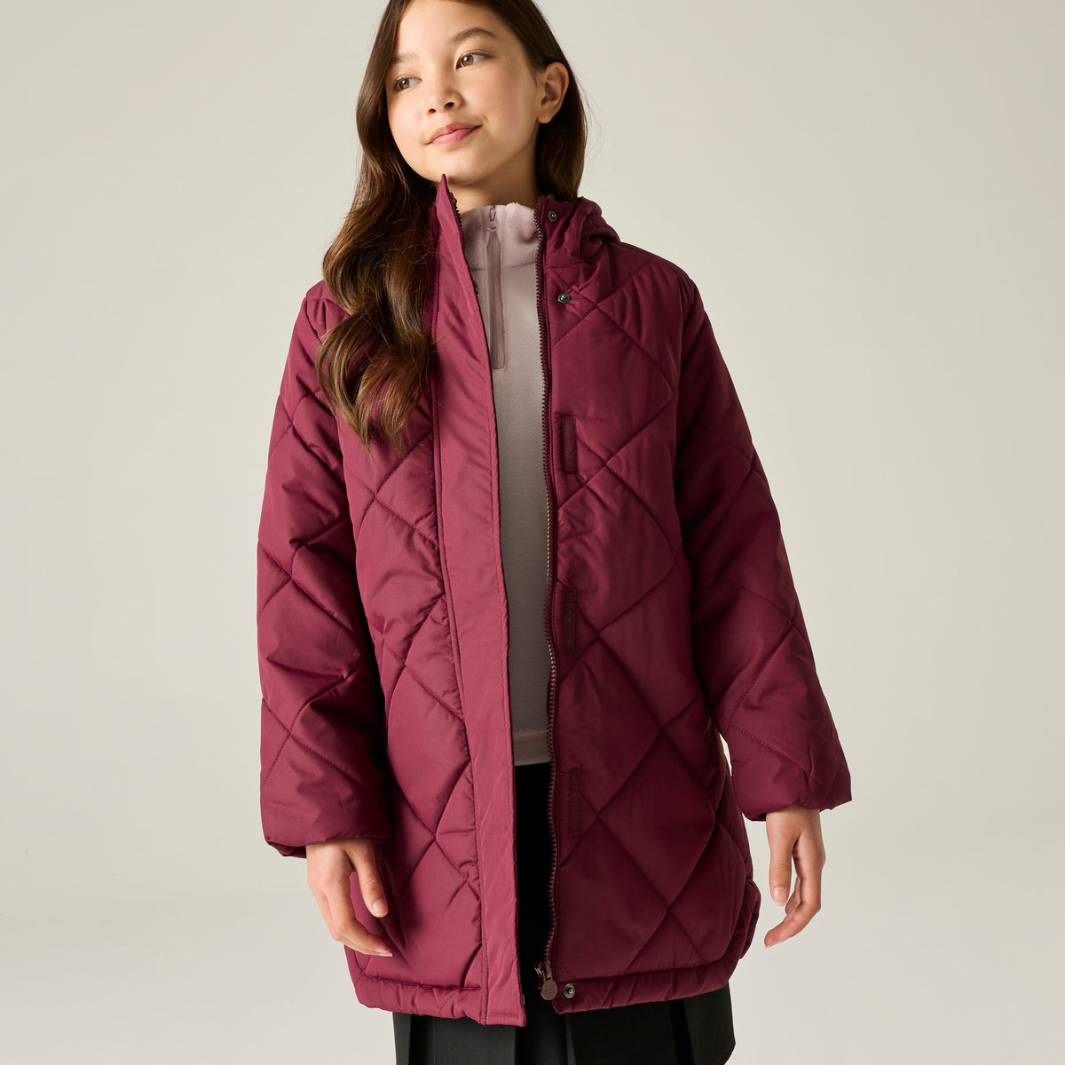 Fig-Violet - Side - Regatta Childrens-Kids Elryse Quilted Padded Jacket