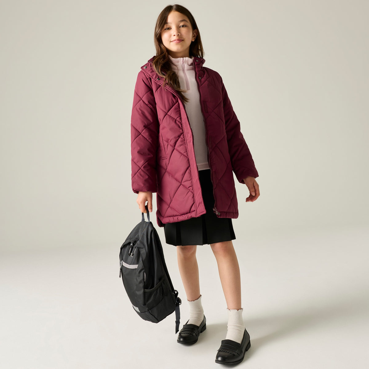 Fig-Violet - Pack Shot - Regatta Childrens-Kids Elryse Quilted Padded Jacket