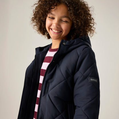 Navy - Side - Regatta Childrens-Kids Elryse Quilted Padded Jacket