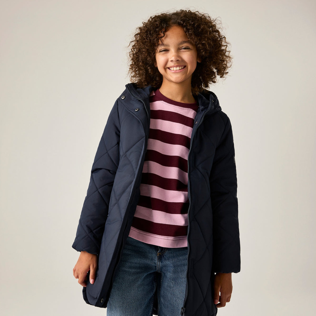 Navy - Pack Shot - Regatta Childrens-Kids Elryse Quilted Padded Jacket