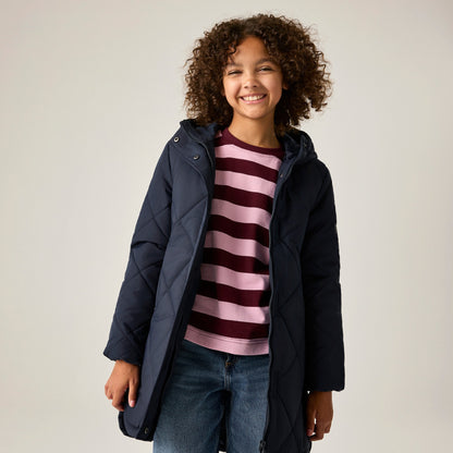 Navy - Pack Shot - Regatta Childrens-Kids Elryse Quilted Padded Jacket