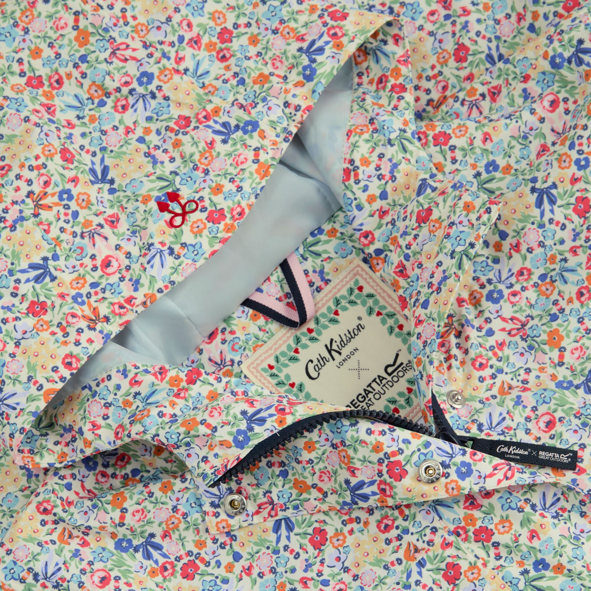 Cream Harmony - Pack Shot - Regatta Womens-Ladies Cath Kidston Ditsy Floral Long Length Waterproof Jacket