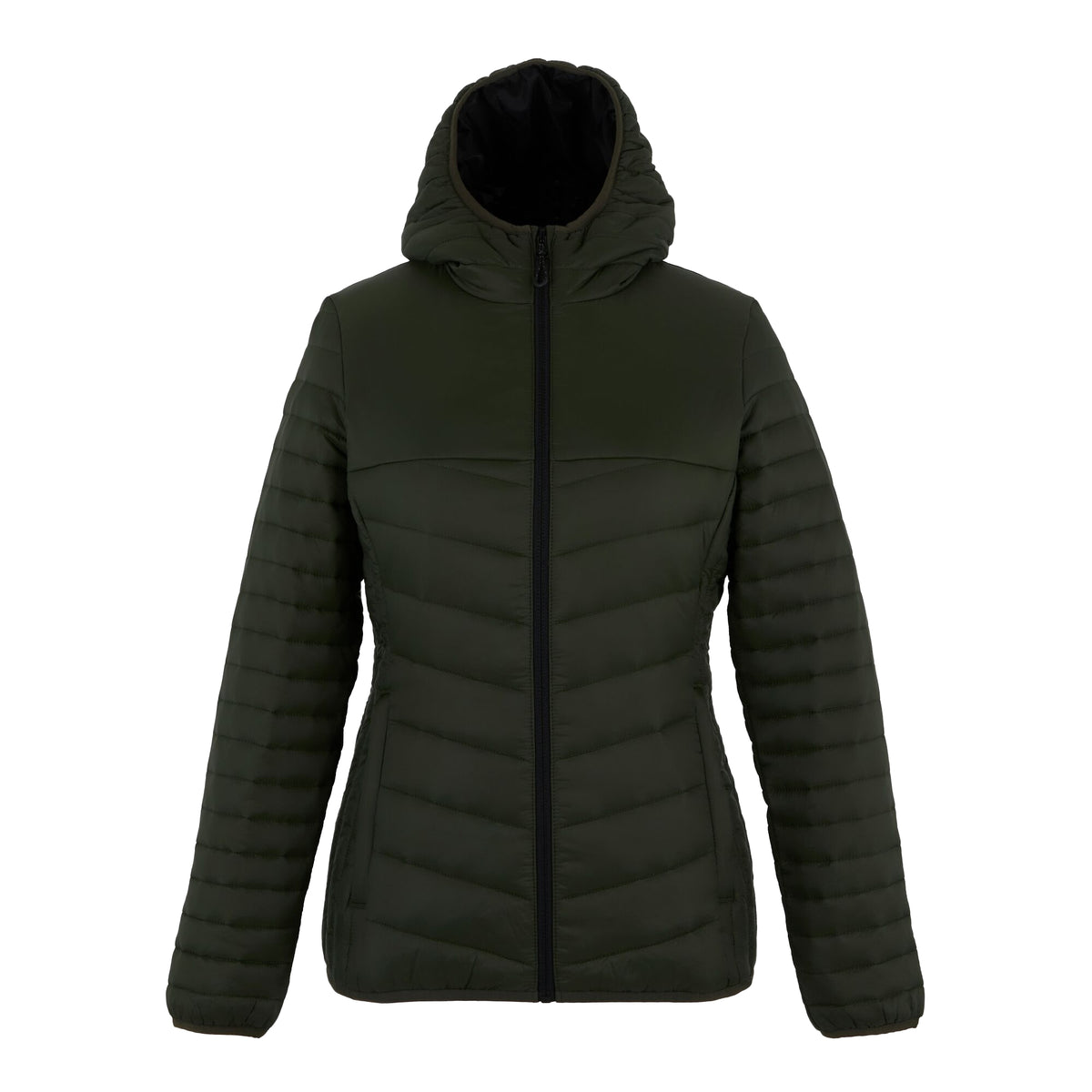 Dark Khaki-Black - Front - Regatta Womens-Ladies Loft Lite Baffled Hybrid Jacket
